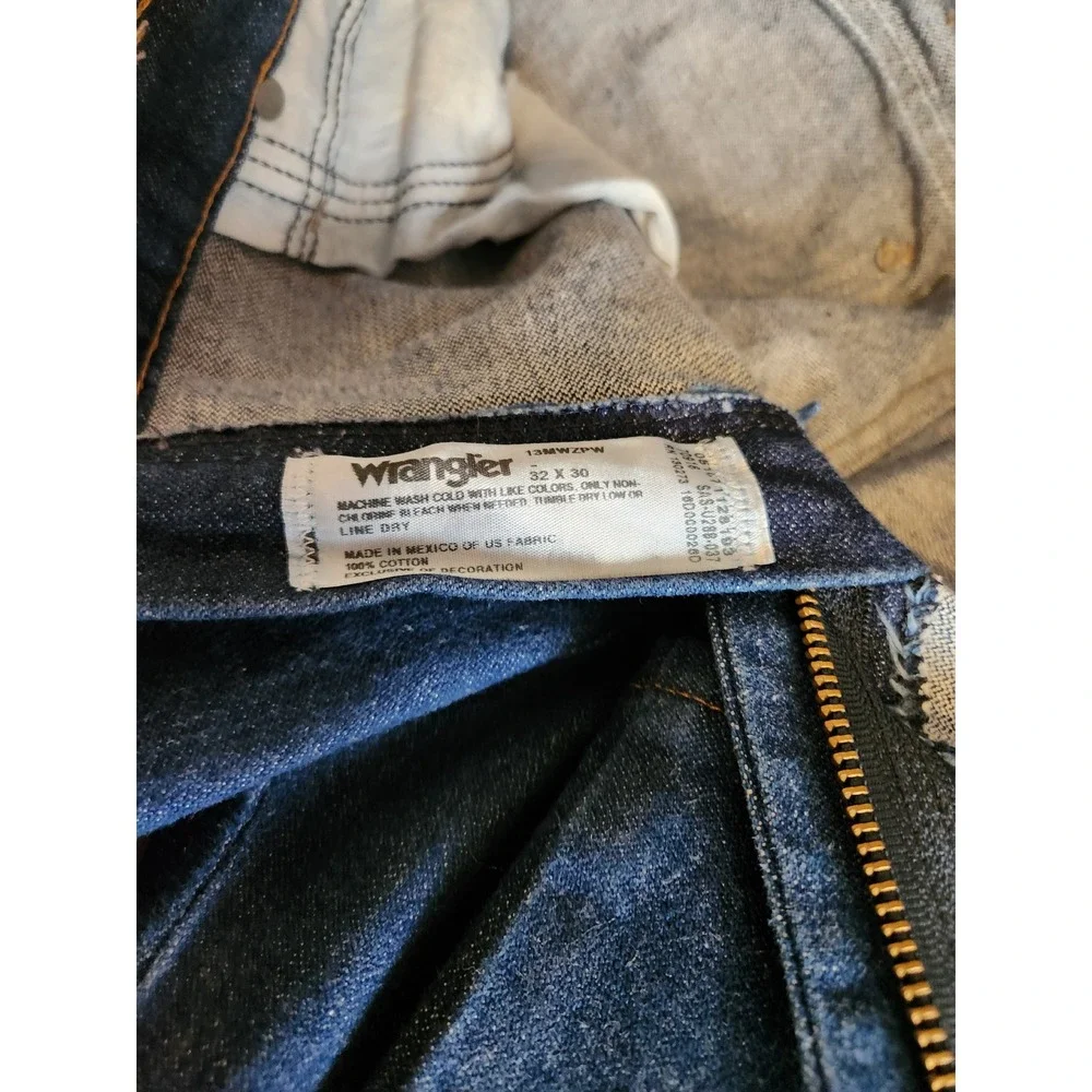 Wrangler Jeans Men 32x30 Blue Cowboy Cut 13MWZPW Dark Wash Straight Leg Denim